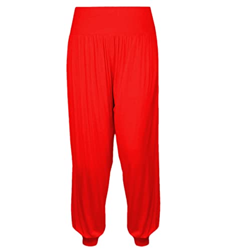 Pantalones Harem para niñas Pantalones Ali Baba Sueltos Casuales Holgados Deportes Danza Elástica Yoga Leggings Niños Acampanados Disfraces Niños Cómodos Pantalones Relajados de Cintura Rojo 11-12 Año Cover