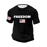 True Charlie Kirk 2025 Flag Men's Freedom American Flag Print Round Neck T-Shirt Short Sleeve USA Freedom Top Graphic Tee A True Patriot Shirt