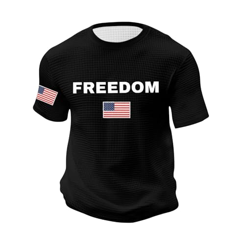 True Charlie Kirk 2025 Flag Men's Freedom American Flag Print Round Neck T-Shirt Short Sleeve USA Freedom Top Graphic Tee A True Patriot Shirt