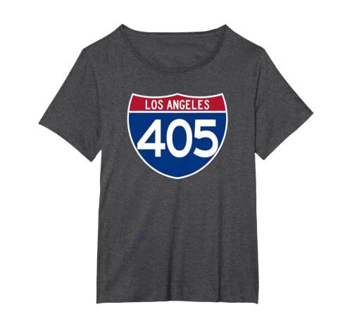 Los Angeles California Interstate 405 t-Shirt America T-Shirt, Women's Plus, Dark Heather Grey, 2X