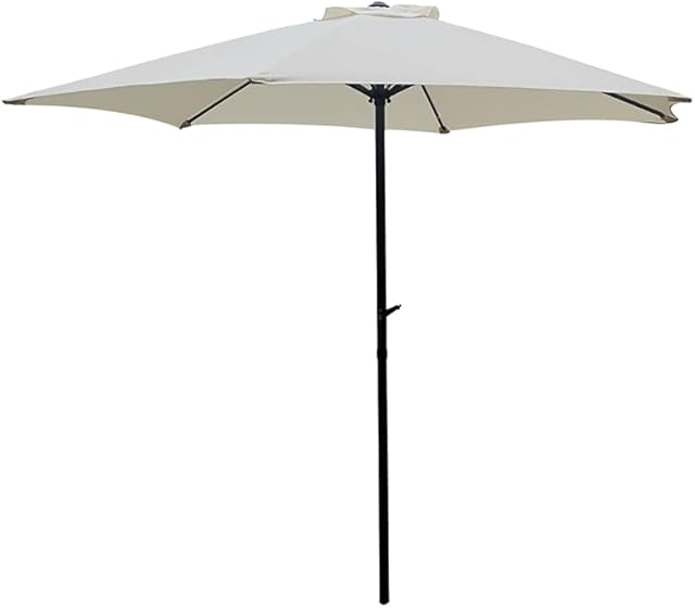 2.7m Wind Up Parasol  Tilt and Crank Mechanism - Polyester Canopy  Stylish Garden Umbrella in Green, Blue, Terracotta, Grey or Beige.