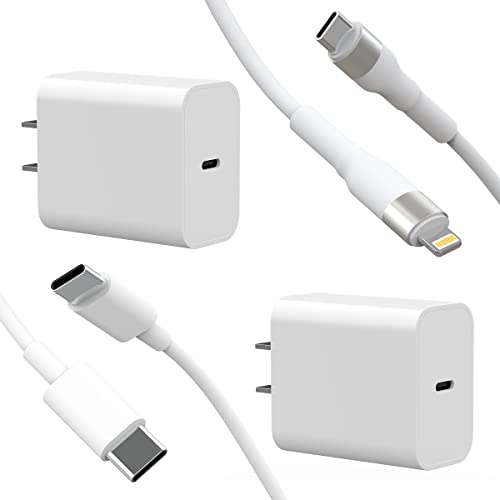 ãApple MFi Certifiedã iPhone Charger Fast Charging 2Pack, 20W Type C Fast Charger Block with 6ft USB C to Lightning Cable/USB C to USB C Cable, USB C Wall Charger Adapter for iPhone/Ipad Accessories
