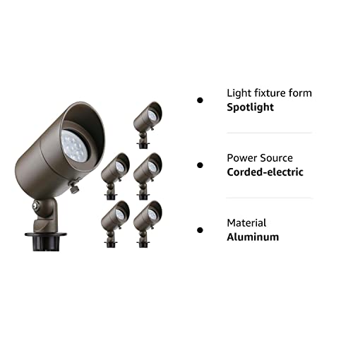 Lumina 4W Led Landscape Lights Cast-Aluminum Waterproof Outdoor Low Voltage Spotlights For Walls Trees Flags Light With Warm White 4W Mr16 Led Bulb And Abs Ground Stake Bronze Sfl0101-Bzled6 (6Pk) #TOP6
