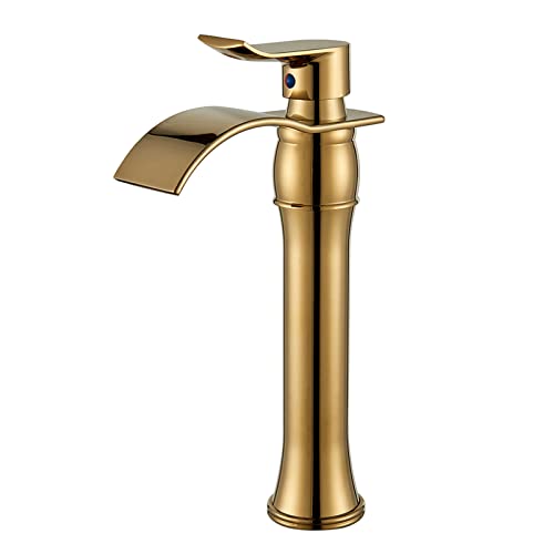 Robinet de salle de bain cascade en or pour un design moderne et chic
