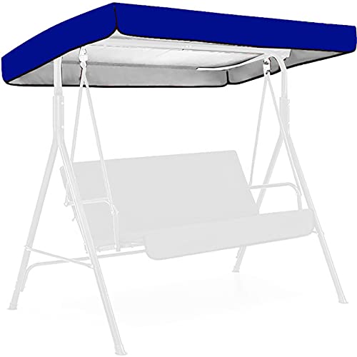 Swing Canopy Replacement 75.20X47.24 Inch Outdoor Swing Waterproof Cover, Patio Swing Canopy Top Replacement Cover Set, Anti-Uv Swing Chair Awning Cover For Outdoor Garden Patio Porch Yard (Blue) #TOP14