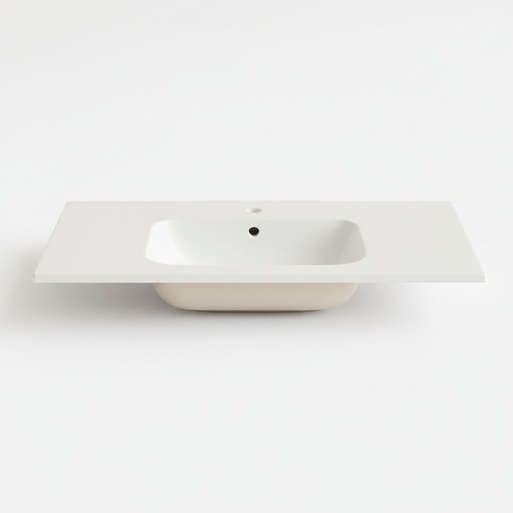 BRICOZONE Lavabo Da Incasso Rettangolare In Ceramica Bianca Lucida Cm Installazione Sopra O Sottopiano Design Moderno Con Foro Monoforo E Troppopieno Per Bagni Eleganti E Top Su Misura (71 x 46 Cm)