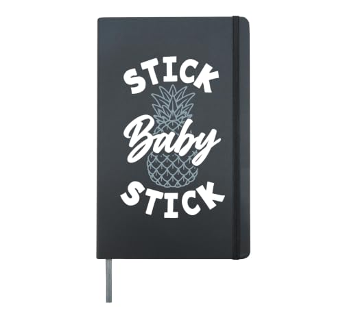 Stick Baby Stick IVF Transfer Day Pineapple Infertility Hardcover Journal, Black