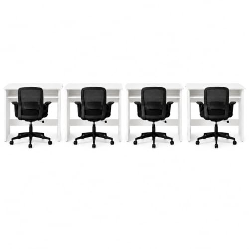 Image of Engineered Wood Ergonomic Prime Desk, Set of 4, White