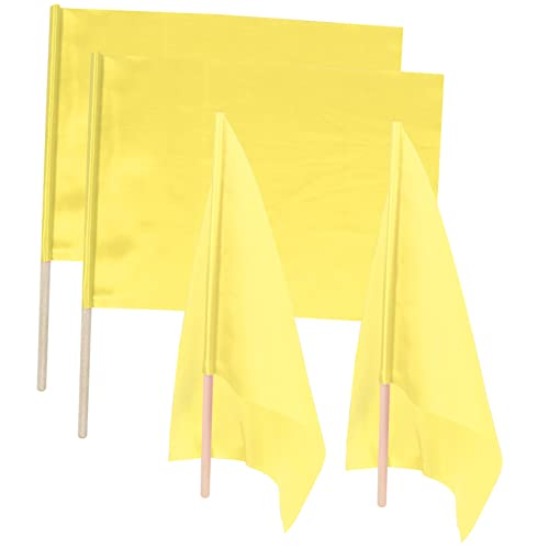 SUPVOX 4pcs Yellow Referee Flags Signal Flags for Sports Racing Events Lightweight Hand for Soccer Highly Visible