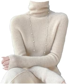 Womens Turtleneck Knitted Sweater Solid Color Long Sleeve Soft Knitted Pullover Tops Bottoming Shirt