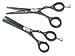 Produktbild 2-Teiliges Friseurscheren-Set mit Effilierschere - Haarschere SCHWARZ mit Blumen