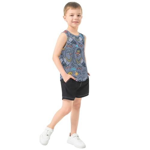 Hip- Pigeon Gray Boys' Tank Top Shirt Sleeveless Toddler Vest Active Tees for Outdoor Beach Fitness Work Out 3T4
