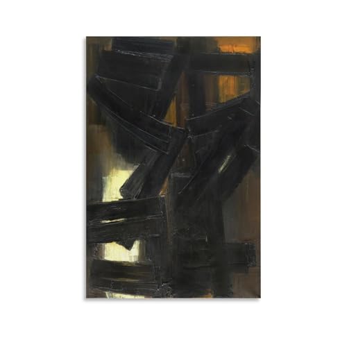 QINGYUAN Pierre Soulages Peinture Poster Toile Cadeaux Image Peinture Affiches Décoration d'intérieur 60 x 90 cm