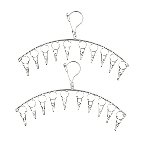 VILLFUL 2pcs Stainless Steel Socks Hanger Clothes Rack Towel Hangers Clothes Hanger Hanger Wall Hangers for Clothes Clip Hanger Drying Rack for Clothes Hangers Silver