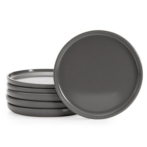 Image of Cutiset 8in Dinner Plate, Set of 6 Brown Blue (Brown, 8in)