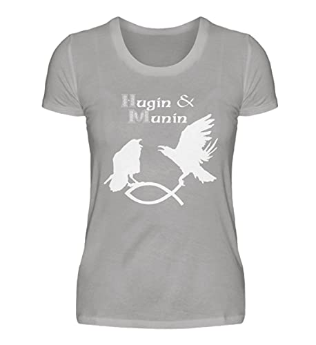 T-shirt Hugin & Munin femme gris XL anti-déformation confortable