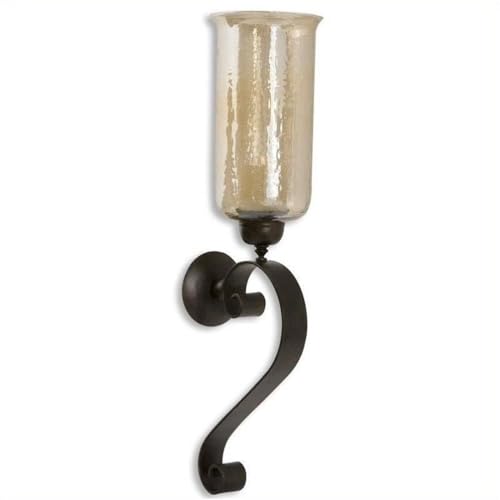 Beaumont Lane Candle Wall Sconce, 30" H Hand-Forged Glass and
