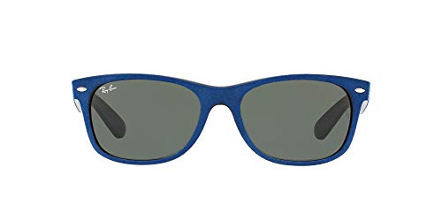 Ray-Ban RB2132 New Wayfarer Sunglasses, Black/Top Blue Alcantara/Green, 58 mm