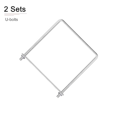 Image of DTGN M8x150x185mm(ThreadxWxL) Square U Bolt - 2Pack - Good for Trailer Pipe Replacement Parts - 304 Stainless Steel U Shape Bolts