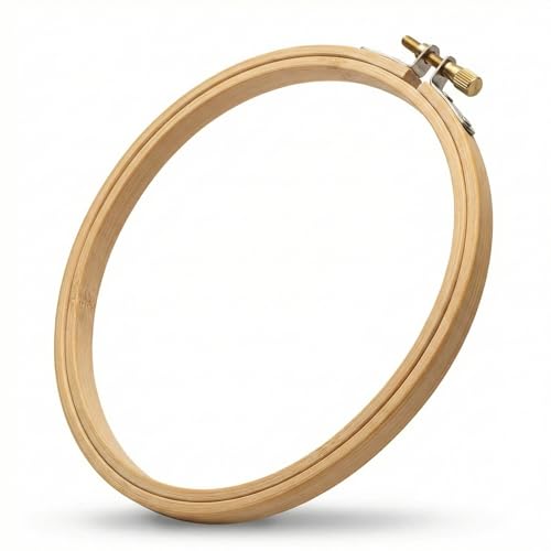 Image of Essentials By Leisure Arts Wood Embroidery Hoop 14 inch Bamboo - Wooden Hoops for Crafts - Embroidery Hoop Holder Cross Stitch Cross Stitch Hoops and Frames