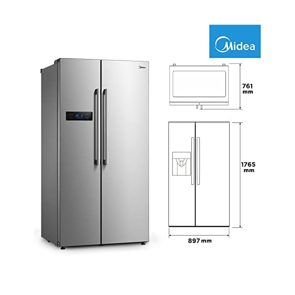 Midea MERS530FGD02 Side-by-Side Kühl-/Gefrierkombination/NoFrost/Inverter Technologie/Indoor Ice Bar/Twin Control/176,5 cm Höhe/335 L Kühlen/197 L Gefrieren/256 kWh/Jahr – Bild 3