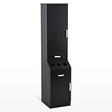 BarberPub Wall Mount Classic Barber Station with 3 Hair Dryer Holders, Hair Stylist Salon Storage Cabinet, Beauty Spa Tool Organizer Equipment 3207 (Black)