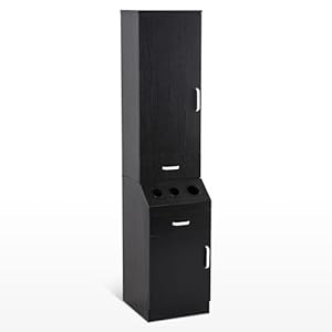 BarberPub Wall Mount Classic Barber Station, Hair Stylist Salon Storage Cabinet, Beauty Spa Tool Organizer Equipment 3207 (Black)