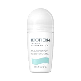 Biotherm Women Deodorant &amp; Antiperspirant, Deo Pure Roll-On, 48H Protection, Floral Scent, No White or Yellow Stains 75ml