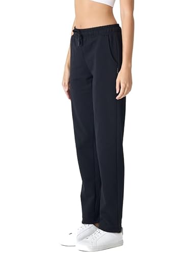 COMEOR Jogginghose Damen-Baumwolle Sporthose Lang - Sweatpants Frauen Freizeithose - Laufhosen Jogger - High Waist Trainingshose Geradem Bein Hose mit elastischem Bund und Taschen Yogahose Schwarz, L COMEOR Jogginghose Damen-Baumwolle Sporthose Lang - Sweatpants Frauen Freizeithose - Laufhosen Jogger - High Waist Trainingshose Geradem Bein Hose mit elastischem Bund und Taschen Yogahose Schwarz, L