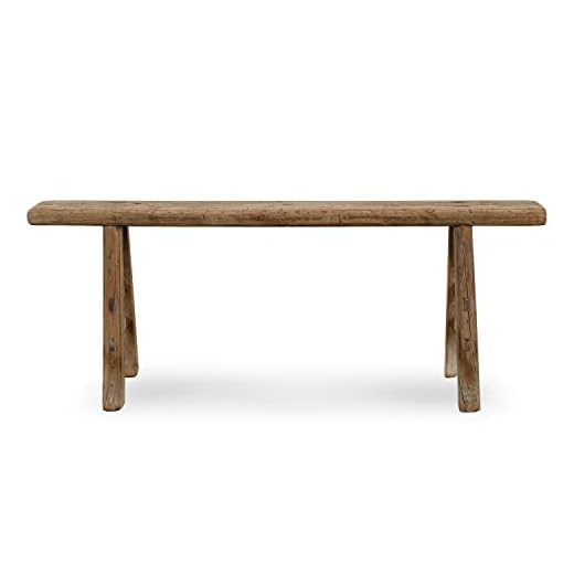 Artissance Handmade Wooden Entryway Bench, Vintage Noodle Bench for Living Room, Bedroom, or Entryway, End of Bed Bench, Weathered Natural Wood Bench Indoor Farmhouse Decor