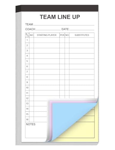 Baseball/Softball Lineup Cards 4 Part Carbonless 16 Player Roster Line up Sheets for Coaches Team Sports 4.5 x 8