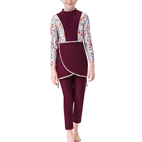 Image of ODIZLI Girl's Two Piece Long Sleeve Swimsuits Rash Guard Kids Bathing Suit