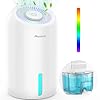 Maxcio Deshumidificador Electrico Bajo Consumo Silencioso con Depósito Extraíble de 900ml, Deshumidificadores de Humedad Pequeño Apagado Automático Luz LED Multicolor para Dormitorio Baño Armario RV