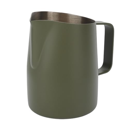 Tazza con schiuma di latte, bricco for caffè, 2 pezzi da 450/600 ml in acciaio inossidabile, bricco for latte, tazza da caffè, bocca inclinata, strumento for l'arte del latte.(Green,600ml)