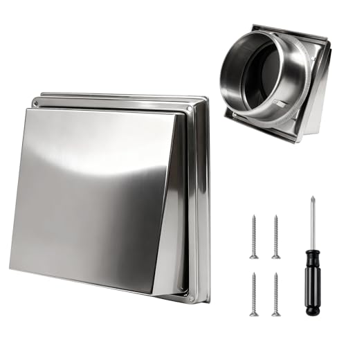 AWBEOT Rejilla Ventilacion Rectangular Acero Inoxidable 150mm Rejillas de Ventilacion Rejilla Campana Extractora con Solapa Antirretorno para Exterior Cocina Horno Autocaravanas