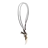 Outanaya Collar de Hombre Colgante de Colmillo Estilo Punk en Aleación, Cadena de Suéter Larga Textura Fina y Superficie Lisa para Fiesta o Club Nocturno