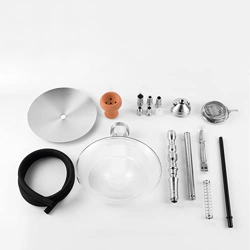 JYXZM Moderne Edelstahlhuka mit Glasvase-Hukahn-Schüssel Set Silikonschlauch - Deluxe mittelhukahn Shisha Raucher-Kit – Bild 7