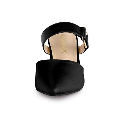 Allegra K Women's Pointed Toe Chunky Heel Dress Black Mules Pumps - 8 M Us #TOP2