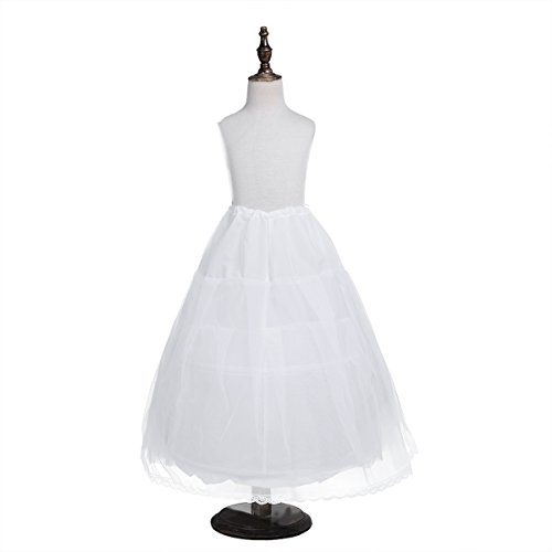 Moily Kids Girls Full Length Crinoline Petticoat with 2 Hoosp Bridesmaid Flower Dress Underskirts Slip3