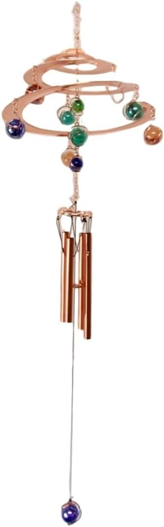 Ebros Gift Contemporary Mystic New Age Spiral Galaxy Copper Metal Wind Chime with Colorful Marbles Hanging Mobile Resonant Outdoor Patio Garden Decor Accessory
