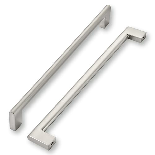 khtumeware 10 Inch Hole Center 6 Pack,Brushed Nickel Cabinet Pulls Heavy Duty Solid Satin Nickel Kitchen Drawer Handle Antique Cabinet Hardware for Bathroom, Drawer, Cabinet
