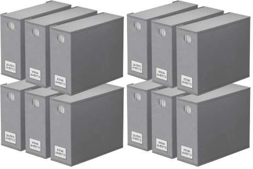Image of SpaceAid 12 Pack Bed Sheet Organizers and Storage, Foldable Sheet Organizer for Linen Closet, Sheets Set Folder Keeper with Window XL (Queen & King Size) Bedding Container (Gray, 12 Pack)