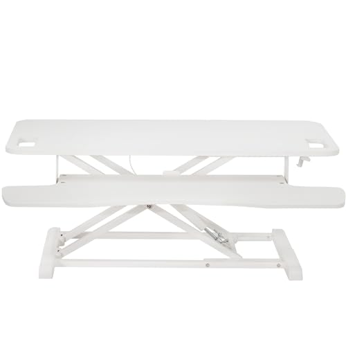 VIVO 38 inch Desk Converter, K Series, Height Adjustable Sit to Stand Riser, Dual Monitor and Laptop Workstation with Wide Keyboard Tray, White, DESK-V037KW