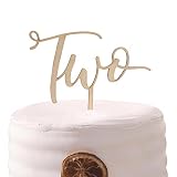 Calligraphy Two Birthday Wood Cake Topper - 2nd birthday cake topper, Toddler Birthday Cake Topper (