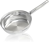 Sunhouse 8 Inch Tri-Ply Stainless Steel Frying Pan, Whole-Clad No Coatings Skillet with Stay-cool Handle for Cooking, Durable & Oven Safe to 500°F, Dishwasher Safe, Compatible with All Cooktops