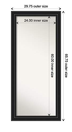 Amanti Art Non-Beveled Full Length Mirror (66 X 30 In.), Colonial Black Frame - Floor Mirror, Wall Mirror - Black #TOP3