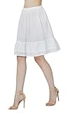 BEAUTELICATE 100% Cotton Skirt Extender Women Half Slip Underskirt Elastic Waist with Classy Ruffles
