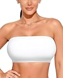 Upushall Strapless Bras for Women Large Bust Seamless Bandeau Wireless Comfort Non-Padded Tube Bra for Plus Size White, XXL 40D-DDD/F