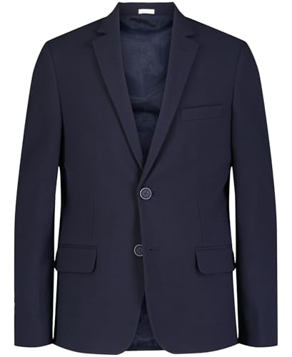 Image of Calvin Klein Bi-Stretch Blazer Suit Jacket, 2-Button Single Breasted Closure, Buttoned Cuffs & Front Flap Pockets, Navy Infinite, 10
