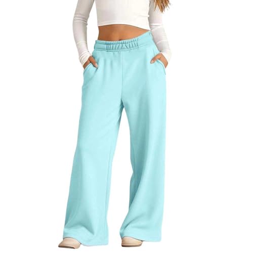Kids' All-Day Comfort Fleece Joggers for School & Play (5-14 Years) - Winter Warm Elastic Waist Sweatpants with Side Pockets for Boys & Girls Blue